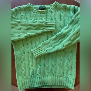 J.Crew Oarsman Green Cotton Cable Crewneck Sweater Size Small